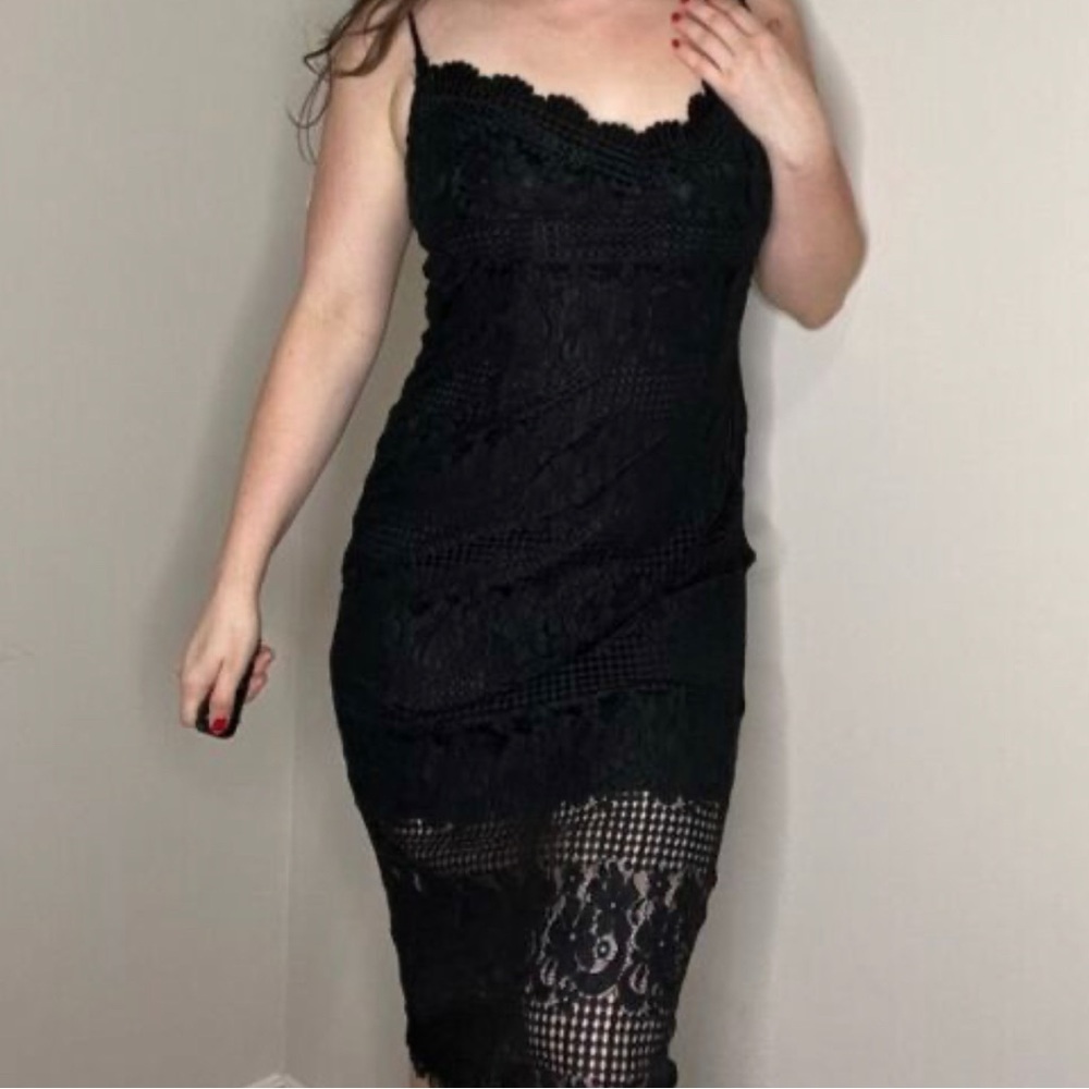 NSR Womens XL Black Lace Sexy Overlay Sheath Dress Sleeveless NWOT